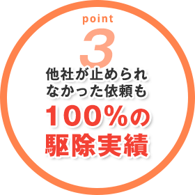 他社が止められなかった依頼も100%の駆除実績